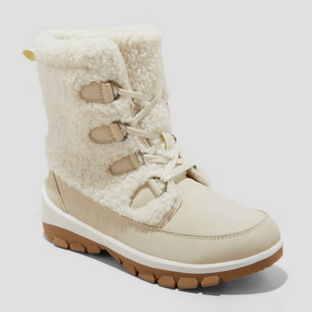Women's Corie Winter Hiker Boots Shearling - Universal Thread™ Cream 11